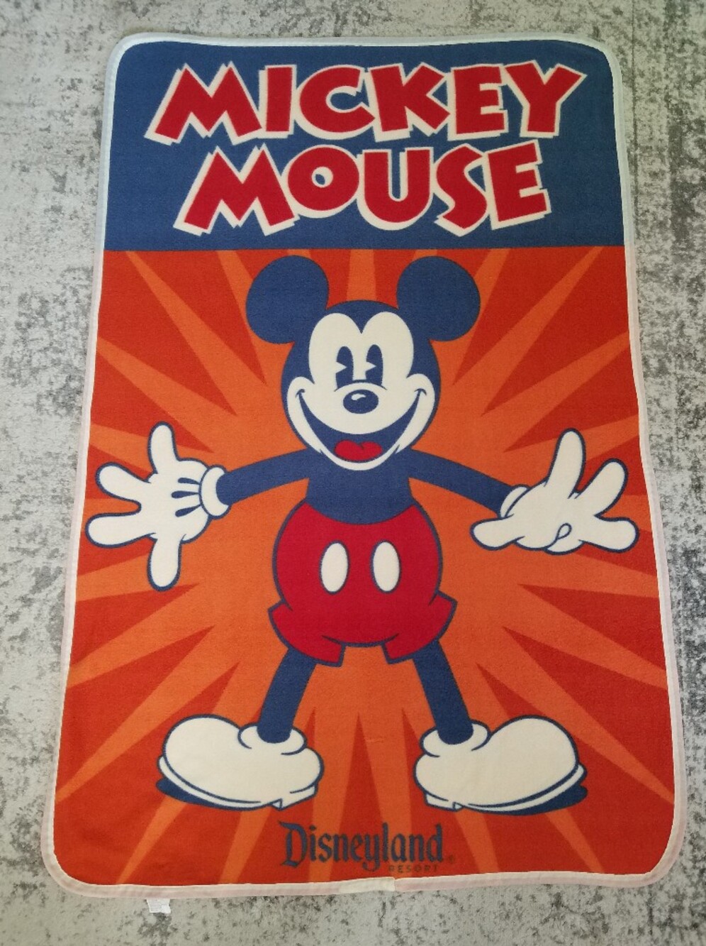 Disney Parks Mickey Mouse Disneyland Throw Blanket Fleece Orange Red Vintage